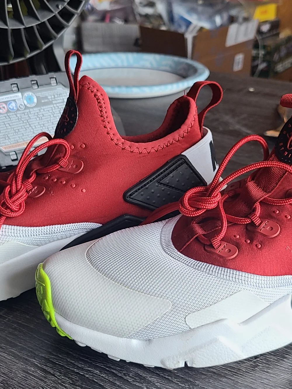 Nike Kids Red, White and Neon Green Sneakers